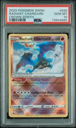 2023 POKEMON SWORD & SHIELD CROWN ZENITH #020 RADIANT CHARIZARD PSA 10 - Image 1