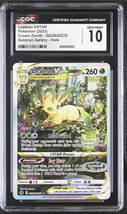 CGC 10 GEM MINT Leafeon VSTAR GG35/GG70 Alternate Art Pokemon SWSH Crown Zenith - Image 1