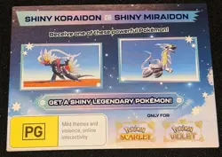 POKEMON SCARLET & VIOLET SHINY KORAIDON OR MIRAIDON CODE NINTENDO SWITCH EB GAME - Image 1