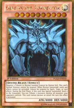 Yugioh! MP Obelisk the Tormentor - PGLD-EN030 - Gold Secret Rare - 1st Edition M - Image 1