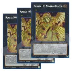 Yugioh - Number 100 Numeron Dragon x 3 - 1st Edition Secret Rare NM - Free Holo - Image 1