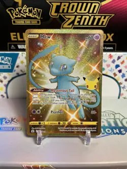 2021 Pokemon TCG Celebrations Mew 025/025 Gold Holo Secret Rare Card NM - Image 1