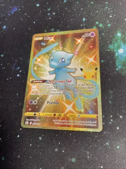 2021 Pokemon TCG Celebrations Mew 025/025 Gold Holo Secret Rare Card NM - Image 3