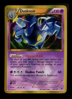 Dusknoir 104/101 Plasma Blast 2013 Secret Rare Holo Pokemon Card TCG - Image 1