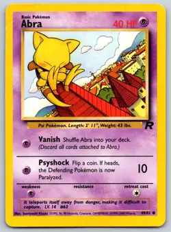 Abra - Team Rocket Unlimited 49/82 Vintage WotC Pokemon TCG Card HP - Image 1