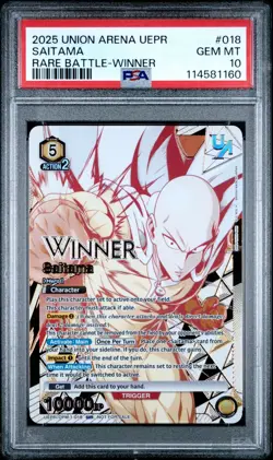 Union Arena GEM MT 10 One-Punch Man Rare Battle Saitama WINNER Card 🏆 - Image 2