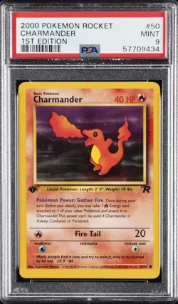 2000 POKEMON ROCKET 1ST ED #50 CHARMANDER PSA 9 - Image 1