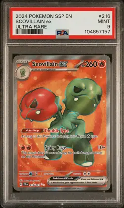 2024 POKEMON SSP EN-SURGING SPARKS ULTRA RARE #216 SCOVILLAIN EX PSA 9 - Image 1