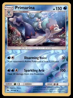 Pokemon TCG Primarina Sun & Moon #41 Reverse Holo - Image 1