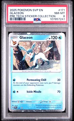 2025 POKEMON SVP EN-SV BLACK STAR PROMO #171 GLACEON PSA 8 - Image 1