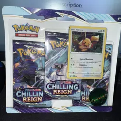 Pokemon TCG Chilling Reign 3 Pack Blister Eevee Promo Sealed - Image 1