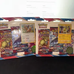 2 Pokemon TCG: Sword & Shield Battle Styles Blister Pack with 3 Booster Packs 820650808227 - Image 1