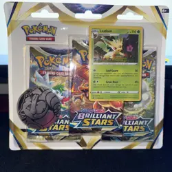 Pokemon TCG SWSH Brilliant Stars 3 Pack Blister w/ Leafeon Promo - Sealed - Image 1