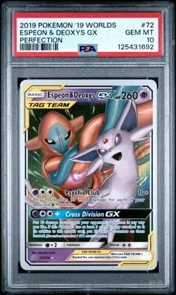 2019 POKEMON 2019 WORLD CHAMPIONSHIPS DECK: PERFECTION ESPEON & DEOXYS GX PSA 10 - Image 1