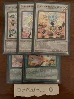 Yugioh Cupsy Cooky Lollipo Yummy Way & Yummyusment Mignon Acroquey Super Rare NM - Image 1