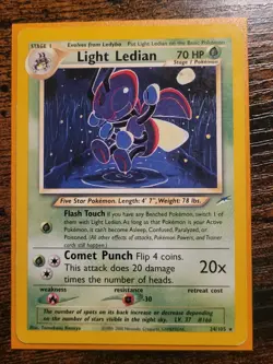 LIGHT LEDIAN 24/105 Neo Destiny Unlimited Rare WOTC Pokemon Card LP - Image 1