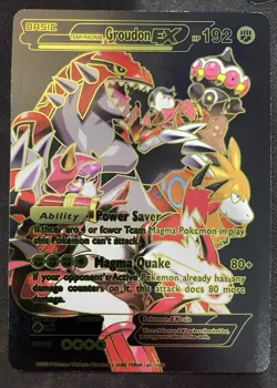 Primal Groudon EX Black Foil Fan Art Vinyl Collector Pokemon Card - Image 1