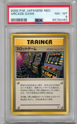 2000 POKEMON JAPANESE NEO ARCADE GAME BANNED CARD PSA 8 NM-MT - Image 1