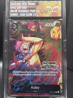 Koby Online Regional 2023 Participant OP02-098 Promo One Piece Card - Autograph - Image 1