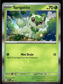 Pokemon Sprigatito SVP 001 Scarlet Violet Base Black Star Promo Holo - Image 1
