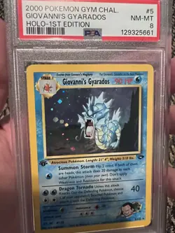 PSA 8 Pokemon 2000 Gym Challenge Giovanni’s Gyarados Holo 1st Edition #5 - Image 1