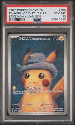 2023 POKEMON SVP EN-SV BLACK STAR PROMO #085 PIKACHU WITH GREY FELT HAT PSA 10 - Image 1
