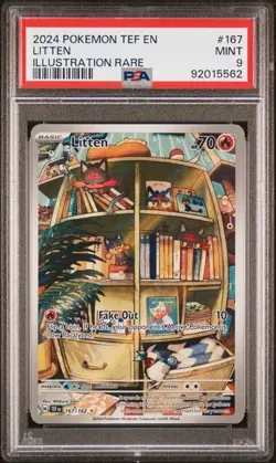 Litten 167/162 Illustration Rare - Pokemon TCG Temporal Forces - PSA 9 Free Ship - Image 1