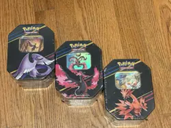 Pokemon TCG: Crown Zenith Tin Set of 3 - Galarian Articuno Zapdos Moltres SEALED - Image 1