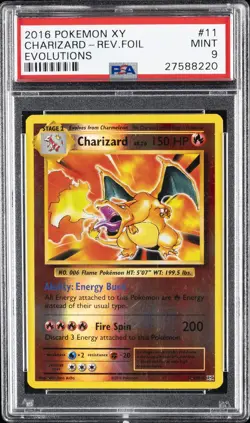 2016 POKEMON XY EVOLUTIONS #11 CHARIZARD-REVERSE FOIL PSA 9 - Image 1