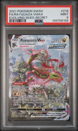 Pokemon TCG: Rayquaza VMAX 218/203 Evolving Skies Alt Art PSA 9 MINT - Image 1