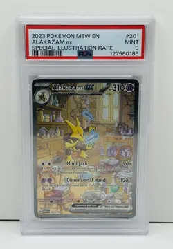 🔥2023 POKEMON MEW EN-151 SPECIAL ILLUSTRATION RARE #201 ALAKAZAM EX PSA 9!🔥 - Image 1