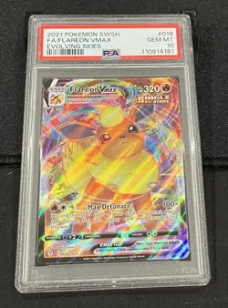 Pokemon Flareon 018/203 VMAX Sword & Shield: Evolving Skies 2021 PSA 10 Gem Mint - Image 1