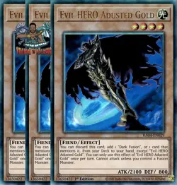 Yugioh! 3x Evil HERO Adusted Gold RA04-EN029 Ultimate Rare 1st Ed NM - Image 1