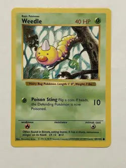 Pokemon TCG Weedle Base Set, Shadowless, Common Card 69/102 - Image 1