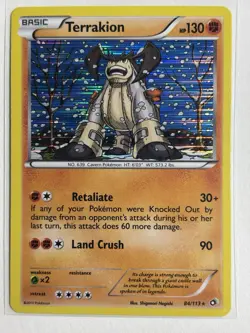 Terrakion 84/113 - Black & White Legendary Treasures Holo Rare Pokemon Card - Image 1
