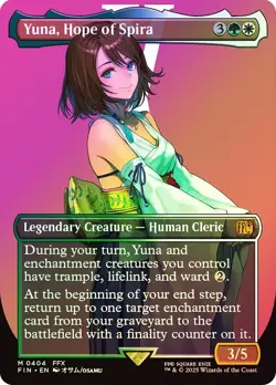 Yuna, Hope of Spira (Borderless, FOIL) NM - Magic the Gathering (MTG) - FIN #404 - Image 1