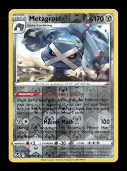 Metagross Reverse Holo Holo Rare SWSH12: Silver Tempest 119/195 NM Pokemon LP - Image 1
