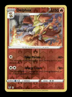 Delphox Reverse Holo Rare SWSH12: Silver Tempest 027/195 NM Pokemon LP - Image 1