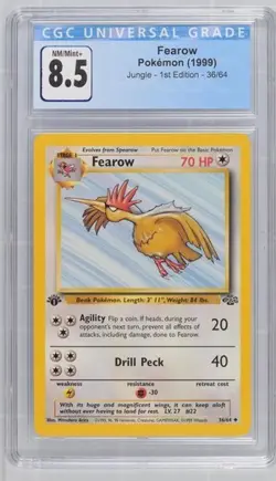 CGC 8.5 Fearow Non-Holo 1st Edition Jungle #36/64 Pokemon 1999 NM-MINT+ - Image 1