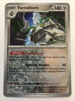 Pokemon TCG Paradox Rift Ferrothorn Reverse Holofoil 128/182 NM - Image 1