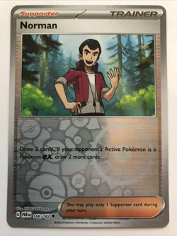 Pokemon TCG Paradox Rift Norman Reverse Holofoil 168/182 NM - Image 1