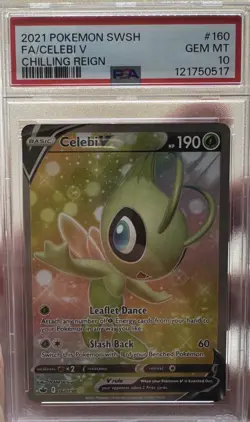 PSA 10 Celebi V Full Art 160/198 Pokemon SWSH Chilling Reign 2021 Gem Mint - Image 1