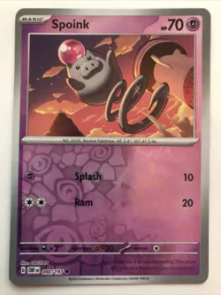 Pokemon TCG Obsidian Flames Spoink Reverse Holofoil 090/197 NM - Image 1