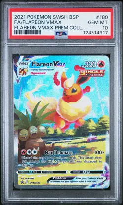 2021 POKEMON SWSH BLACK STAR PROMO #180 FULL ART/FLAREON VMAX PSA 10 - Image 1