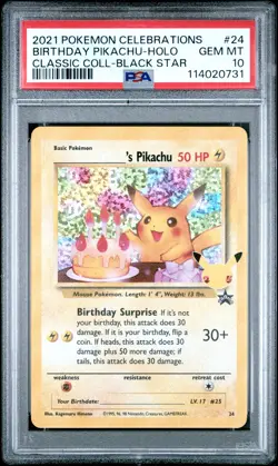 2021 POKEMON CELEBRATIONS CLASSIC COLL #24 BIRTHDAY PIKACHU-HOLO PSA 10 - Image 1