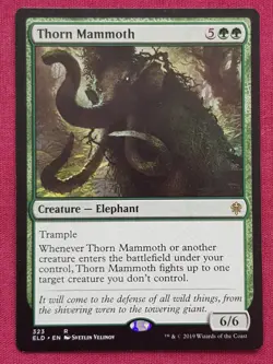 Magic The Gathering THRONE OF ELDRAINE THORN MAMMOTH green card MTG - Image 1