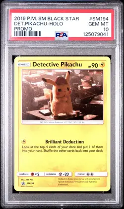 2019 Pokemon SM Black Star Pikachu Promo Holo Card PSA 10 - Image 1