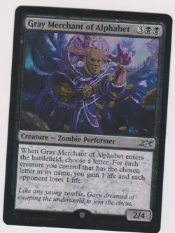 1X GRAY MERCHANT OF ALPHABET-GALAXY FOIL UNC-UNFINITY MTG MAGIC MINT - Image 1