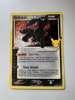 Pokemon TCG Umbreon Gold Star 17/17 Celebrations 25th Anniversary Rare Holo Card - Image 1