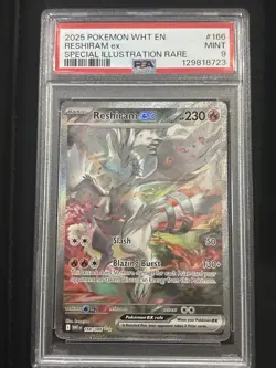 2025 POKEMON WHT EN-WHITE FLARE SPECIAL ILLUSTRATION RARE #166 RESHIRAM EX PSA 9 - Image 1